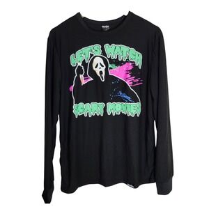Ghost Face Shirt‎ Women's Small Long Sleeve Scary Movie Black